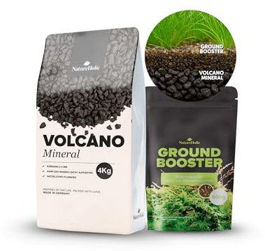 NatureHolic Bodengrund Struktur Set | Volcano Dark Mineral & GroundBooster | Für stabile Wasserwerte, gesunde Pflanzenwurzeln & aktives Bodenleben | Garnelengeeignet für Aquarien von 10-100+ L