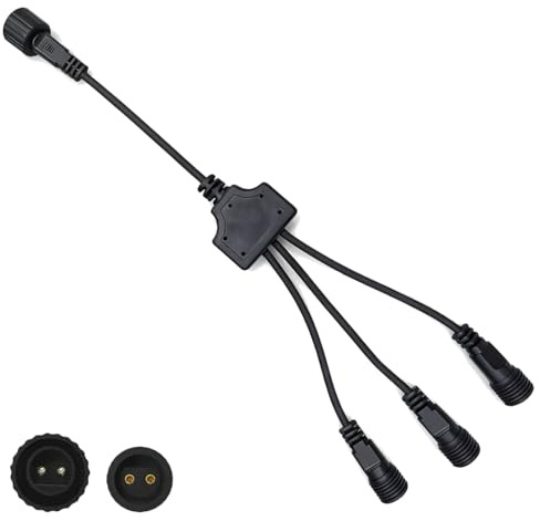 Dekofun Weihnachtslicht Splitter Verbinder, 2-Polig 1-zu-3 Y-förmiger Lichterketten-Splitter, 3 Wege Verbinder Wasserdichtes Verlängerungskabel für G40 Glühbirnen, Eiszapfen, Weihnachtslichterketten