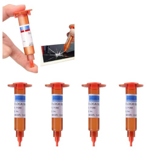 Handy Display Kleber, Fix Cracked Cell Phone Screen Glue, Flüssigkleber, Liquid Optical Clear Adhesive Glue,Glass Repair UV-Kleber, Screen Frame Warping Screens Repairs, for Smartphone (4PC)