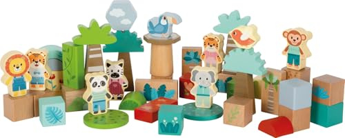 small foot Building Blocks ‘Jungle Friends’, FSC® 100% certified wood, animal motifs, 50 pieces, for ages 1+ year, 12768
