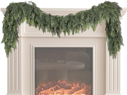 Yulokdwi Guirnalda De Cedro Navideña | Decoración Invernal de Follaje | Decoración Ambiental para Pared Jardín Interior Exterior Chimenea