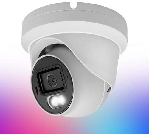 Inwerang 8MP 4K Full Color Turret PoE IP Security Camera with Two Way Talk | Smart Dual Light, SD Card Slot, 2.8mm Lens, 98ft Night Vision, 110°Wide Angle, Human/Vehicle Detection