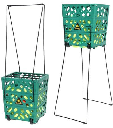 OLE ANDIGO Tennis Ball Basket with Wheels, 60-Ball Pickup Hopper | Lightweight 60-ball wheeled hopper for hands-free ball retrieval during training and court use.
