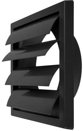 Repa Market Couvercle de ventilation de 15,2 cm - Couvercle de ventilation mural en plastique noir - Couvercle de ventilation à lamelles pour l'extérieur - Couvercle de hotte, couvercle d'évacuation