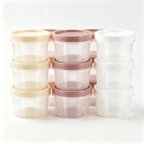 ZYQUES 18 PCS Small Food Containers With Lids, 500ml Snack Pots With Lids Reusable Food Storage Jars Plastic Containers Stackable Small Container for Lunch Yogurt Fruit Snack 3 Colors