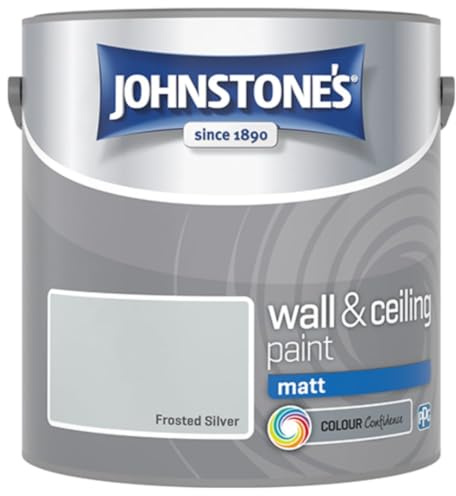 Frosted Silver Johnstone’s Wall & Ceiling Matt Paint 2.5L – Smooth Matt Finish, Excellent Coverage, Quick Dry, Low Odour Interior Paint for Walls & Ceilings
