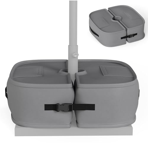 RELAX4LIFE Sac de lestage pour Pied de Parasol 40kg (Ovale,Gris) | Base de parasol déporté ou droit en tissu Oxford robuste avec poignées, sac de sable pour jardin, terrasse et plage