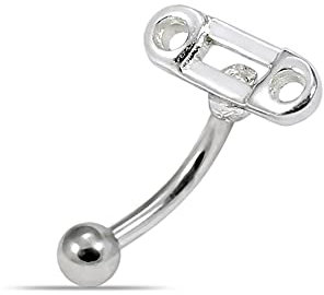 Monster Piercing Schlichte Sicherheitsnadel Sterlingsilber mit 16 Gauge chirurgischen Stahl Banane Augenbraue Bar Piercing