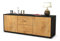 Stil.Zeit TV Schrank Lowboard Alma, Korpus anthrazit matt, Front Holz Design Eiche (135x49x35cm), Push to Open Technik & Leichtlaufschienen
