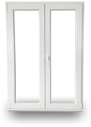JeCo Kunststofftür Balkontür Stulptür - 2-Flügelig 2-Fach-Verglasung 60mm Bautiefe - BxH: 1000x1800mm Dreh Links - Dreh-Kipp Rechts