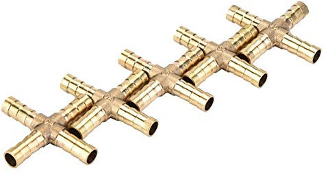 Marhynchus 5 stücke Messing 4 Way Schlauch Kreuz Fitting Gemeinsame Kupferfitting Adapter auf Barbed Air Wasser Öl Gas Kraftstoff(8mm)