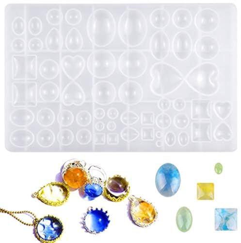 HQdeal silikonformen, Runde Harz Epoxy Anhänger Gem Silicone Mold, Schmuck Silikonform, Cabochon Formen Silikonform für Anhänger Halskette Schmuck Machen Zubehör DIY Basteln