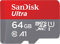 SanDisk Ultra 64 GB microSDXC Memory Card + SD Adapter with A1 App Performance Up to 120 MB/s, Class 10, U1, Red/Grey