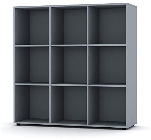 URBNLIVING Wooden Grey Cube Bookcase Shelving Display Shelves Storage Units Wood Shelf Door (Grey Bookcase Without Door, 9 Cube)
