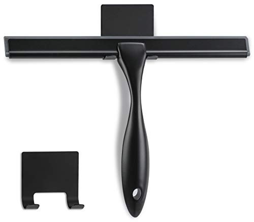 Raclette de Douche Multi-usages en Acier Inoxydable pour Salle de Bain, Portes de Douche, miroirs, Carreaux et fenêtres de Voiture – 25,4 cm Noir Mat