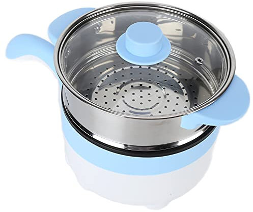 Auto Elektrischer Kochtopf 24V 2L Hot Pot Mini Edelstahl Antihaft Bratpfanne mit Deckel für Eier Nudeln Pasta(24V 2 Liter elektrische Bratpfanne himmelblau)