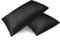 Fittia 2er-Set Satin Kissenbezug Premium Kopfkissenbezug Kissenhülle Haar- und Hautpflege Seidig mit Reißverschluss, Schwarz, 40x60cm