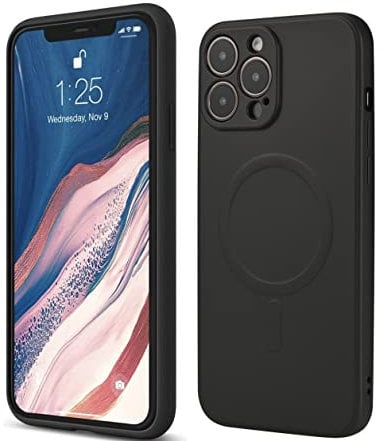 Supreme iPhone 11 Pro Max Case Magnetic Cover Compatible with Magsafe Wireless Charging Liquid Silicone Gel Full Body Protection Shell Shockproof TPU Rubber Bumper Armor with MicroFiber lining (Black)