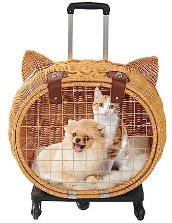 Hunderucksack Katzenrucksack mit Trolley,CEIEVER Katzenrucksack Große Katzen mit Rollen für Transport bis 12.5 kg Leichte Hundewagen für Welpen Haustiere,45 * 30 * 40CM