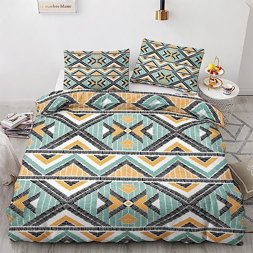 GEDAEUBA Azteken Bettwäsche 135x200 Sommer - Aztekenmuster Bettbezug 135 x 200 2er Set, Wendebettwäsche und Kissenbezug 80x80, Weiche & Atmungsaktive Mikrofaser Bettwäsche-Sets mit Reißverschluss