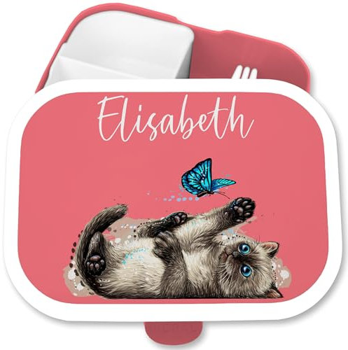 Kinder Campus für Mepal - Katzen - Verspielte Süße Katze Brotdose Cat I - 750 ml - Rosa - fächern name lunchbox cats katzenmotiv personalisierte brotbox butterbrotdose schuldose mädchen