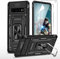 YmhxcY Hülle Für Samsung Galaxy S10 Hülle,*2 Displayschutzfolie,Slide Camera Cover, Militär Grade Schutzhülle, 360°Drehen Metallständer,Für Samsung Galaxy S10 Hülle-Schwarz