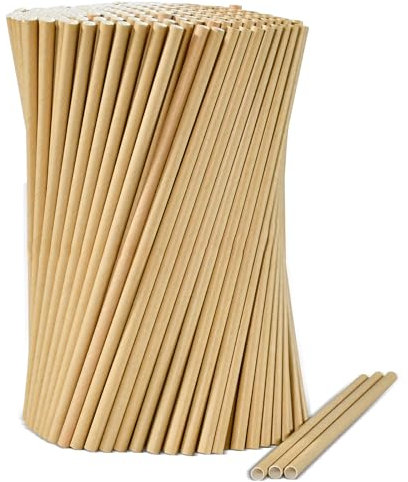 Lot de 1000 pailles en papier jetables marron 19,7 cm x 0,6 cm - 100 % biodégradables et compostables