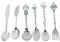 Ezweiji Juego de 6 cucharas vintage y tenedores, juego de vajilla familiar retro estilo real, color dorado y plateado, antiguo, metal, juego de cubiertos para café, postre, cucharilla de té (plata)
