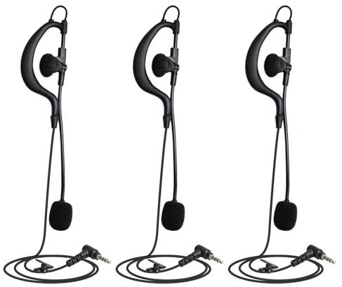 WODASEN Lot de 3 casques d'arbitre de football 3,5 mm en forme de G pour entraîneur de football, interphone radio, appareil de communication avec perche et son clair (lot de 3)