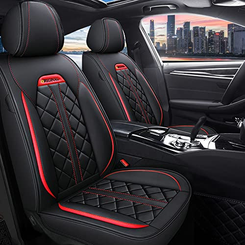Maidao Autositzbezüge für Citroen C4 Sitzbezüge, PU Leder 5-Sitze Allwetter wasserdichtes Komfortabler Autositzbezug Full Set Sitzbezüge (Schwarz Rot)