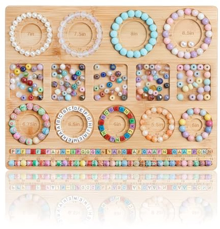 Coloch Bamboo Bead Board for Bracelet Making, Design Tray Mat 14.5x11.2In All in Inches Measurement Board for Necklace, Jewelry Making