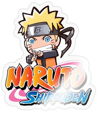 Spreadshirt Naruto Shippuden Logo Mit Naruto Als Chibi Sticker, max. 10 x 10 cm, 10 x 10 cm, Transparent glänzend