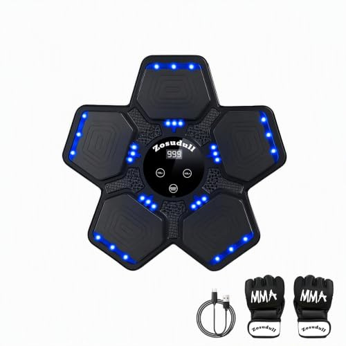 Zosudull Music Boxing Machine with Boxing Gloves | Smart Musical Boxing Machine with LED Light, Bluetooth Boxing Equipment ,Wall Mounted Punching Machine