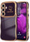 LCHULLE Kompatibel mit Samsung Galaxy A14 4G/5G Hülle Liebesherz Handyhülle Wellen Lockige Form Mädchen Kameraschutz Luxus Galvanik Schutzhülle Girls Silikon Case für Samsung A14 4G/5G Dunkellila