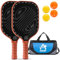 AUCIP Pickleball Paddle, Pickleball Schläger Set - Fiberglas Oberfläche, 2 Rackets, 4 Bälle, 1 Tasche - Für Innen & Draußen Sport