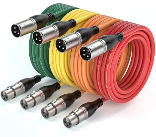 NUOSIYA XLR Cable 10m 4 Colors Balanced XLR Microphone Cable 3 pin XLR Male to Female Extender Cord for Studio Recorder, Mic, Mixer, Speaker System, Phantom Power