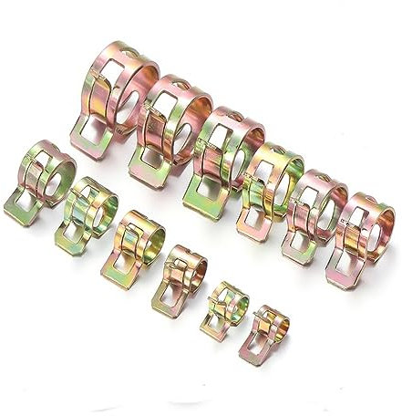 Klemme, 20 Stück Federklammern, Edelstahl, verzinktes Material, Öl, Kraftstoff, Wasserleitung, Ölleitung, Wasserschlauch, Rohrverschluss, Rohr 304 Edelstahl, Klemme, Zubehör, Schlauchklemmung (Farbe: