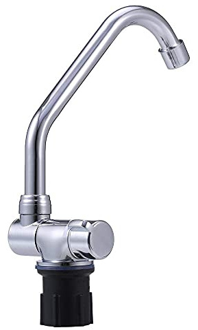YCVAWEOD 360 -Grad -Schwenkmixer -Tap -Wasserhahn für Wohnmobil Caravan Camper Marine Boat heißes und kaltes Wasser Küchenspüle Wasserhähne Faltbare Silberfinale LWX