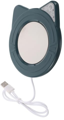 TOYZFRIENDY Electric Mug Warmer 55°c Adjustable USB Portable Cup Warmer for Desk Coffee and Tea Heating Coaster Ceramic Heating Pad Cat Pattern Green