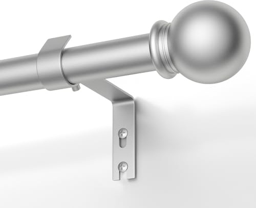 TRAROD Gardinenstange Silber 81-238cm, Vorhangstange Ausziehbar 16 mm Durchmesser, Metall Gardinenstange mit Kugelkopf Enden für Schlafzimmer, Wohnzimmer und Küchen, Silber