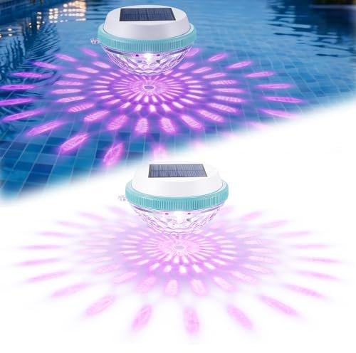 Yuragim 2 Stück Solar Schwimmende Poolbeleuchtung, 7 Farbwechse Solar Pool Lichter Wasserdichtes Led Pool Beleuchtung, Schwimmende Solarleuchten Teichbeleuchtung Schwimmlichter für Pools & Teich Deko