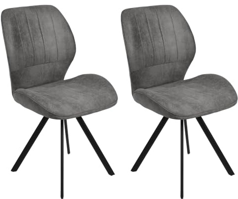 JIEXI Esszimmerstühle 2er Set, Moderne Küchenstühle mit stabilen Metallbeinen, Polsterstühle aus Stoff für Esszimmer Lounge Empfang, Grau