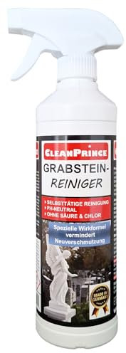 Grabsteinreiniger 0,5 Liter | CleanPrince Grabstein-Reiniger Naturstein Vogelkot Reiniger Grünspan Grünbeläge Grabsteinreinigung Grabsteinreiniger Denkmal Naturstein Marmor
