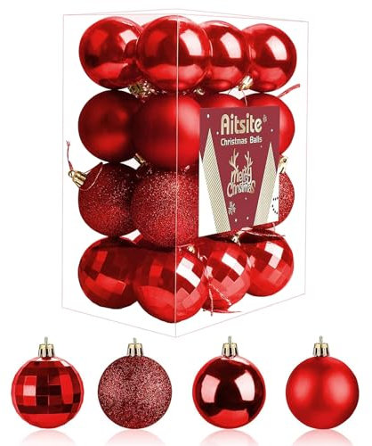 Aitsite 24PCS Palle di Natale Palle per Albero di Natale Bauble 6 CM Porta Applique Ornamenti Decorazioni Albero Palle Decorative Festa per Matrimoni Forniture