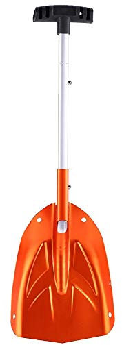 Huairdum Schneeschaufel, Aluminiumlegierungs-Entfernungsschaufel Abnehmbare teleskopierbare Winterschnee-Eisschaufel Outdoor Kit Tool Orange rutschfeste Griffrillen für einfachen, bequemen Halt