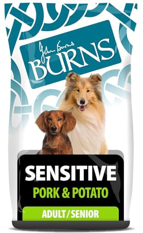 Burns Pet Nutrition Hypoallergenic Complete Dry Dog Food Adult and Senior Dog Sensitive with Pork and Potato, 12 kg