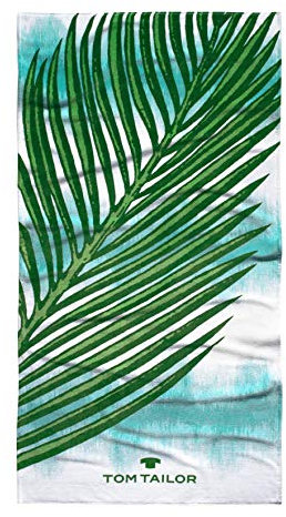 TOM TAILOR 0110370 Strand- und Liegetuch Velours Palm Leaves 1x 85x160 cm aqua