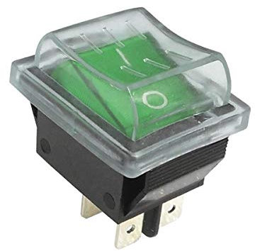 WITTKOWARE Kontroll-Wippschalter mit Schutzkappe, Einbaumaße 30x22mm, 2-polig, EIN/AUS, I/O, Wippentaste grün