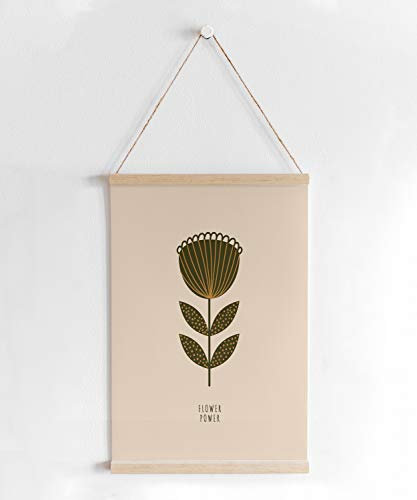 kartenkuss.de Skandi-Poster mit Posterleiste, minimalistische braune Blume brun blomma, skandinavisches Poster inkl. Posterschiene aus Holz (mattes Premium-Papier 135g/m², DIN A3)