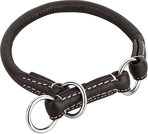 Schnüffelfreunde Zugstopp Hundehalsband aus Leder I Erziehungshalsband I Dressurhalsband I Lederhalsband Hund (L - bis 37cm, Braun)